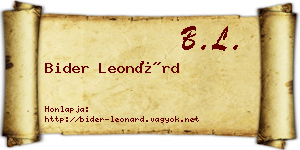 Bider Leonárd névjegykártya